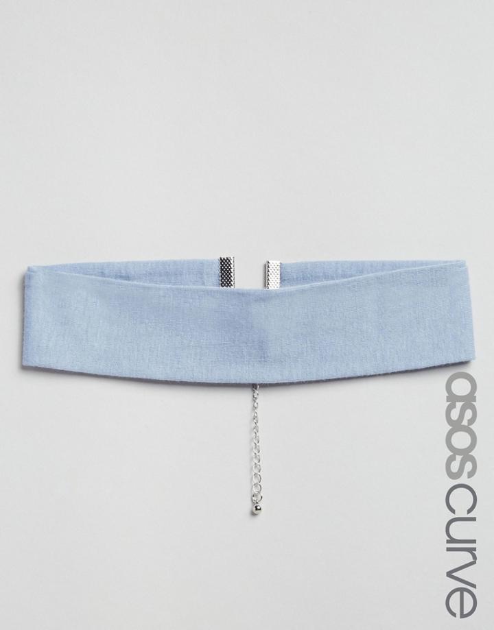 Asos Curve Wide Jersey Choker Necklace - Gray