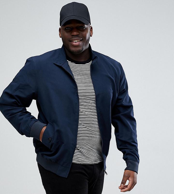 Brave Soul Plus Summer Lined Harrington Jacket - Navy