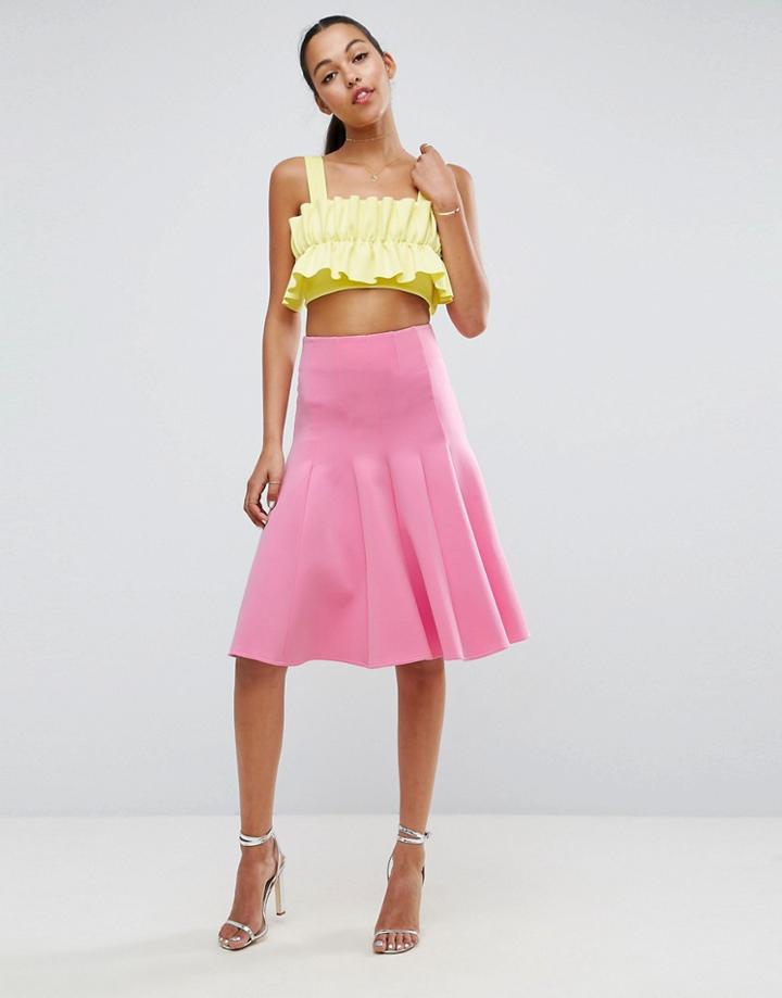 Asos Prom Skirt With High Waist In Scuba - Pink