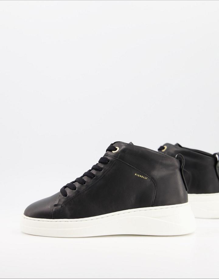 Fiorelli Pippa Leather High Top Sneakers In Black