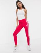 Adidas Originals Adicolor Three Stripe Leggings In Hot Pink