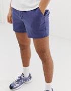 Asos Design Slim Shorter Chino Shorts In Washed Blue - Blue