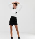 Collusion Denim Mini Skirt In Washed Black - Black