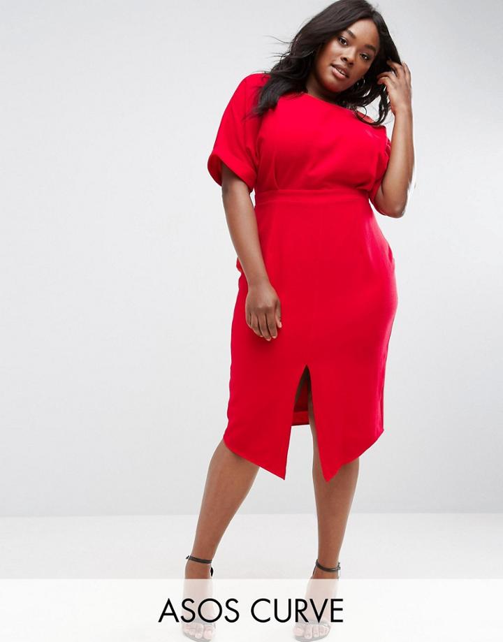 Asos Curve Smart Midi Dress - Red