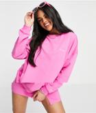 Asos Design Tracksuit Sweatshirt/skort With Friday Embroidery In Pink