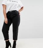 Asos Curve Florence Authentic Straight Leg Jeans In Washed Black - Black
