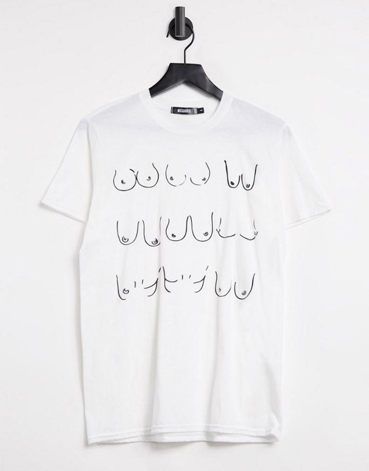 Missguided Charity T-shirt With Breast Graphic In White