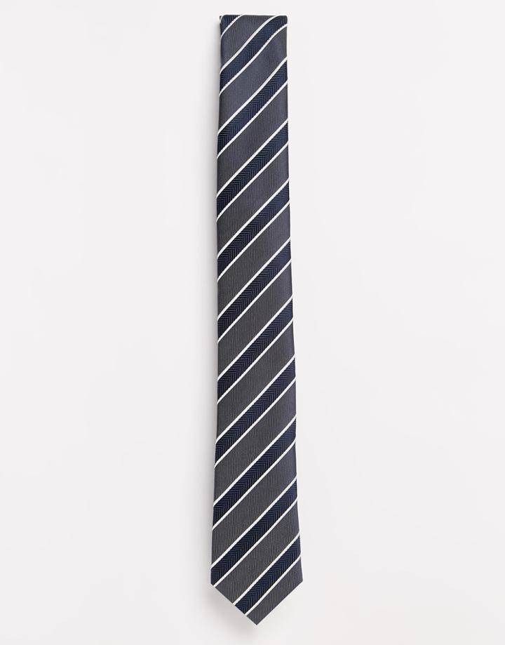 Selected Homme Stripe Tie - Gray