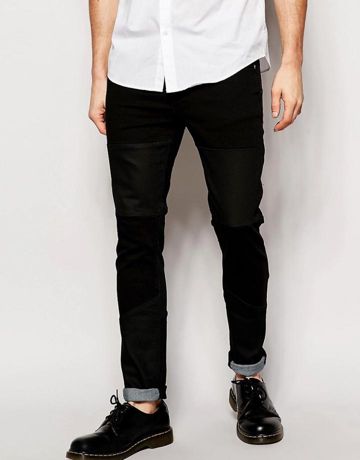 Cheap Monday Jeans Tight Skinny Fit Coated Cut Paneled - Black