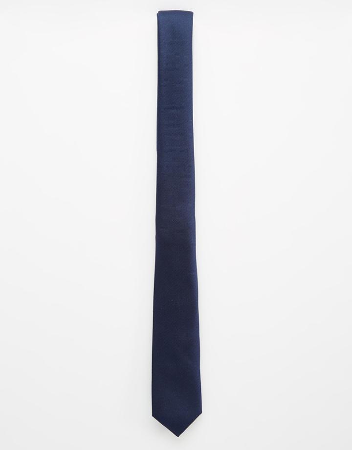 Asos Silk Tie In Navy - Navy