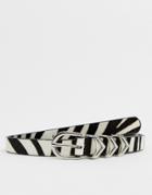 Pieces Stef Faux Zebra Hair Leather Belt - Multi