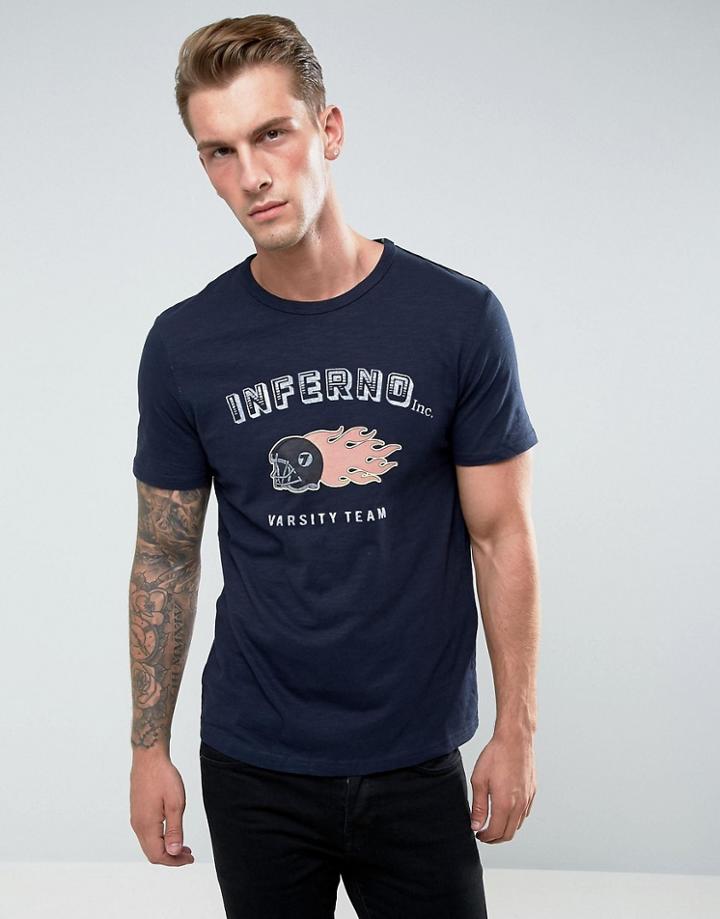 Celio T-shirt With Motor Print - Navy