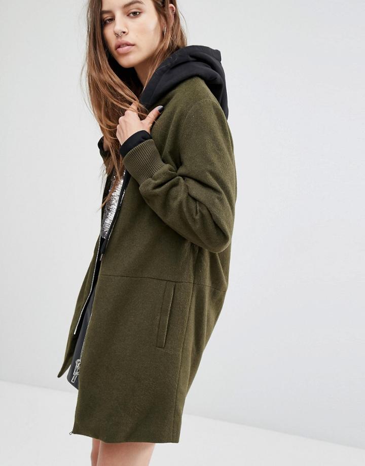 Religion Longline Wool Bomber Jacket - Stone