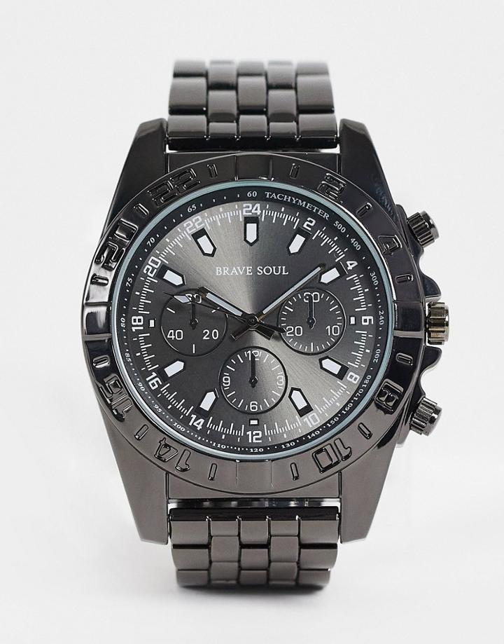 Brave Soul Chunky Bracelet Watch In Silver Tones