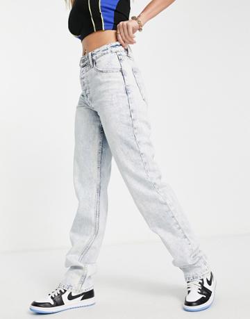 Lioness Mid Rise Straight Leg Jeans In Light Blue