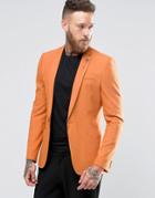 Asos Super Skinny Fashion Blazer In Orange - Orange