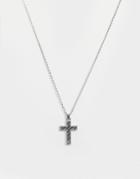 Emporio Armani Cross Necklace In Carbon Fibre - Silver