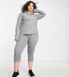 Asos 4505 Curve Icon Run Tie Capri Leggings In Gray