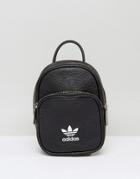 Adidas Originals Leather Look Mini Backpack In Black - Black
