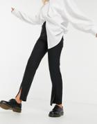 Asos Design Slim High Rise Pants With Split Hem In Black