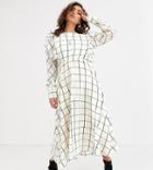 Object Grid Check Midi Dress With Ruffle Detail