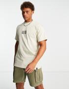 Pull & Bear Printed T-shirt In Stone-neutral