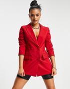 4th & Reckless Double Breasted Suit Blazer In Red