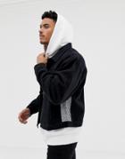 Liquor N Poker Denim Jacket With Print And Elbow Patches In Black Wash - Black