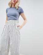 Asos Design Balloon Leg Jeans In White Mono Stripe With Twisted Seam Detail - White