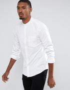 Asos Casual Slim Oxford In White With Granddad Collar - White