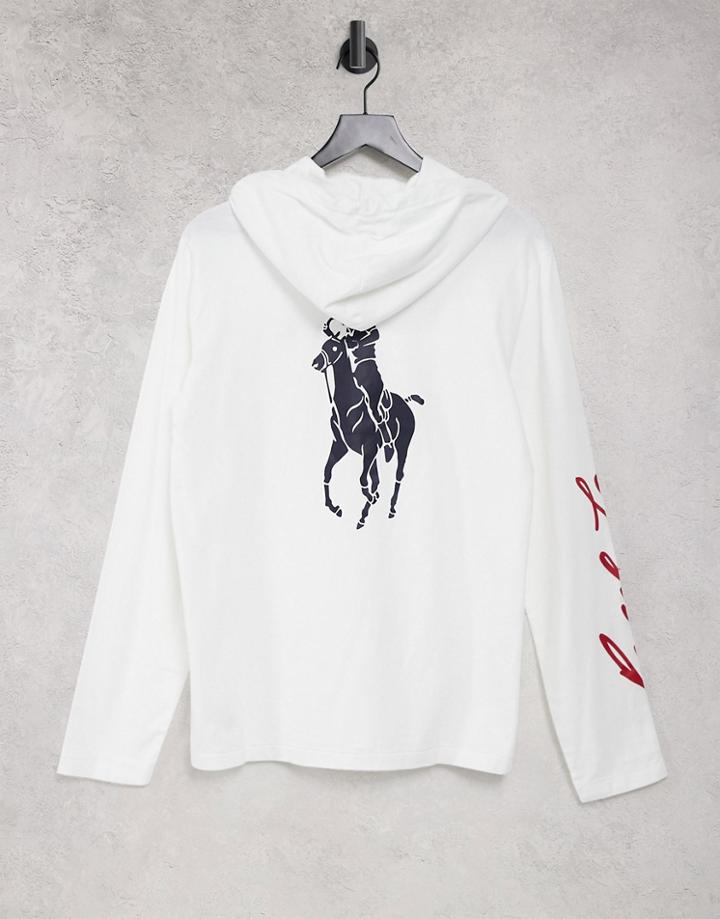 Polo Ralph Lauren Hooded Logo Long-sleeve Top In White