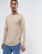 Only & Sons Longline Long Sleeve Top - Beige