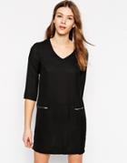 Vila Vissy 3/4 Sleeve V Neck Shift Dress - Black