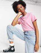 Asos Design Ultimate T-shirt With Crew Neck In Organic Cotton Blend In Pink