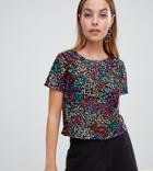 Asos Design Petite T-shirt With Sequin Embellishment - Multi