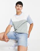 Jack & Jones Originals Oversize T-shirt With Color Block In White & Green