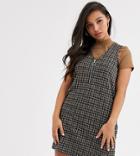 Vero Moda Petite Zip Up Checked Pinny Dress-multi
