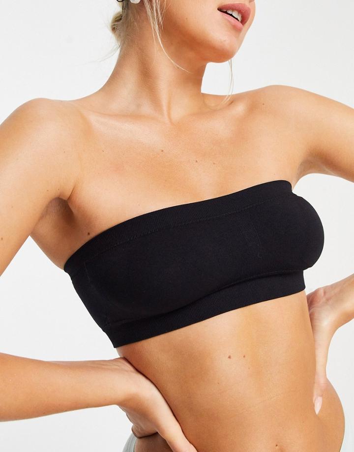 Dorina Flo Circular Knit Lightly Padded Bandeau Bralette In Black