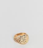 Asos Design Plus Vintage Style Sovereign Coin Ring In Gold Tone - Gold