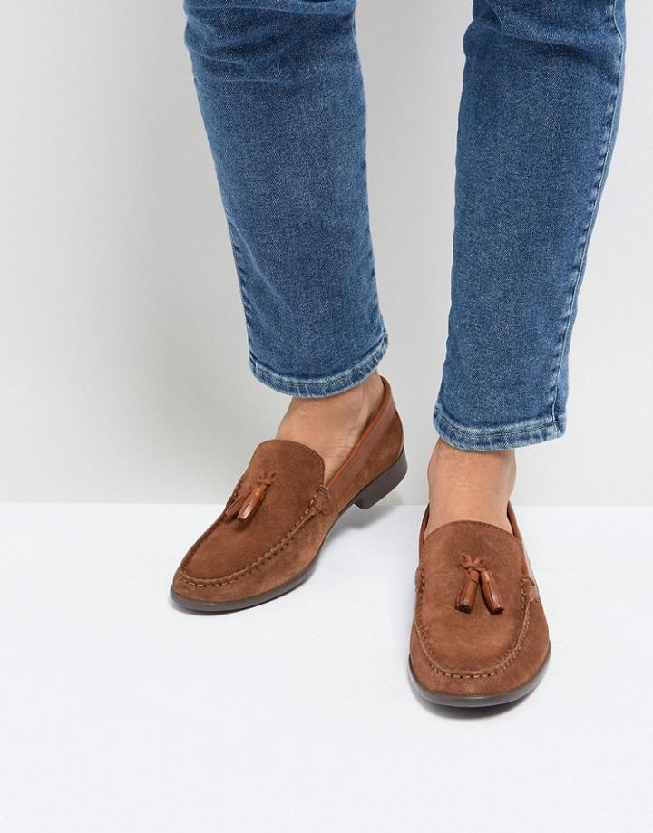 Silver Street Tassel Loafers In Tan Suede - Tan