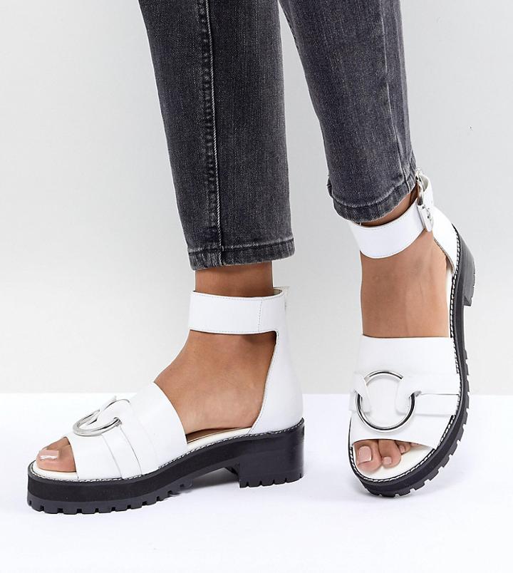 Asos Design Fink Leather Gladiator Flat Sandals - White