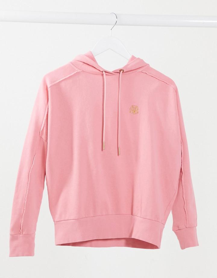 River Island Seam Hoodie In Dark Pink