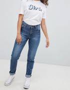 Pieces Caty High Waisted Mom Jeans - Blue