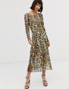 & Other Stories Long Sleeves Jersey Dress In Leo Print - Multi