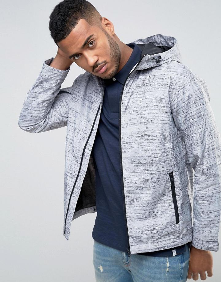 Jack & Jones Core Hooded Jacket With Marl Print - Beige