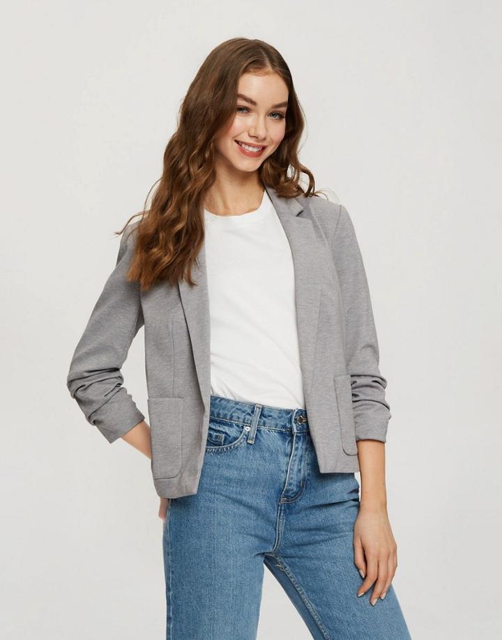 Miss Selfridge Patch Pocket Ponte Blazer In Gray-grey