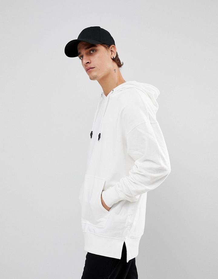 New Look Dropped Shoulder Hoodie In Ecru - Cream