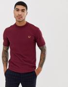 Fred Perry X Miles Kane Textured T-shirt In Burgundy - Red