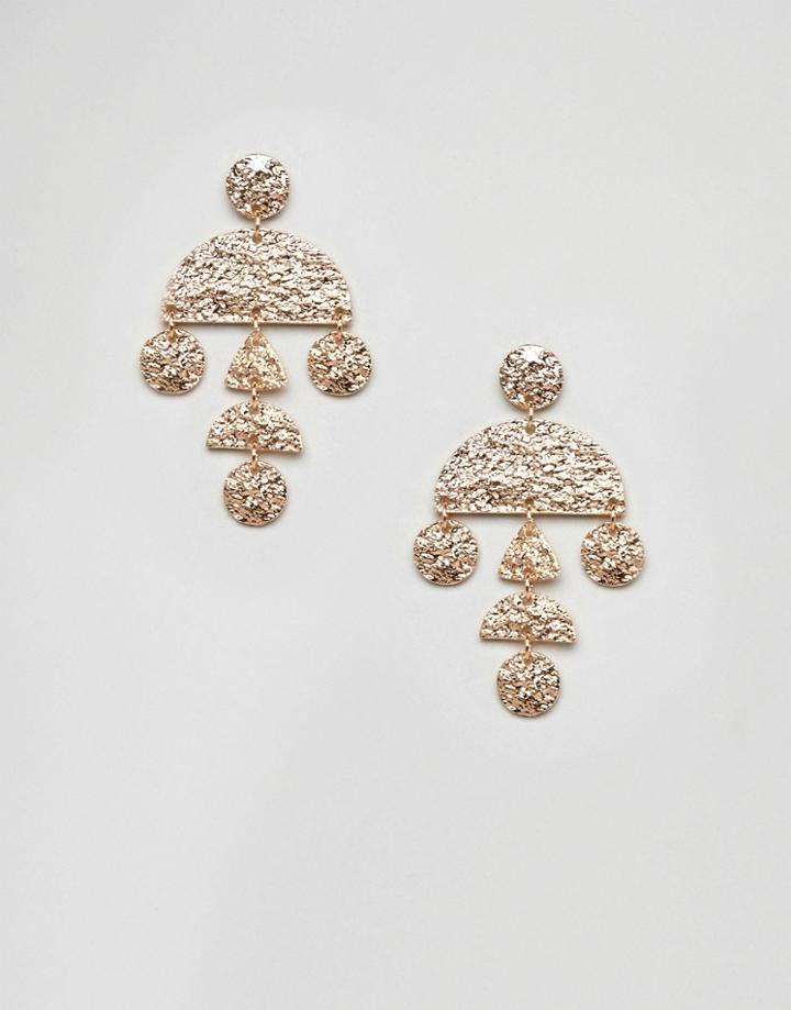 Nylon Cracked Drop Hoop Earrings - Silver