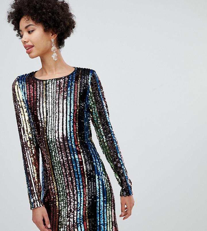 Stradivarius Short Rainbow Sequin Dress